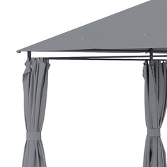 13&prime; x 10&prime; Steel Outdoor Patio Gazebo Pavilion Canopy Tent w/ Curtains Grey