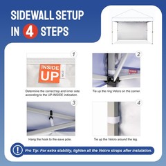 CROWN SHADES SunWall Silver Coated for 10×10 Pop up Canopy Tent, 10×10, White