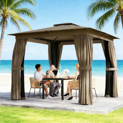 Wooden Gazebo With Double-tier UPF30+ polyester roof And Ceiling hook Gazebo
