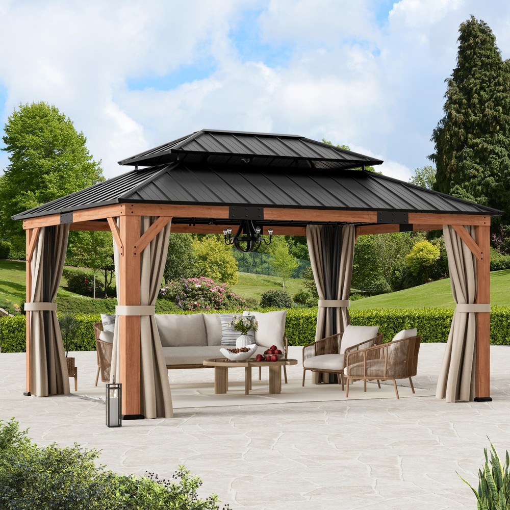 Rosewood Gazebo 12&prime; x 16&prime; Cedar Framed Gazebo with Double Galvanized Steel Roof