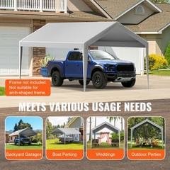 VEVOR Carport Replacement Canopy Cover 10 x 20 ft, Garage Top 10x20ft, Gray