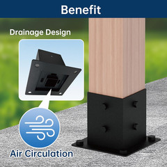 Pergola Bracket Kit 4X4, Including 1 Wall Base, 1 105 ° 4-Way and 1 Bases, 1 Set
