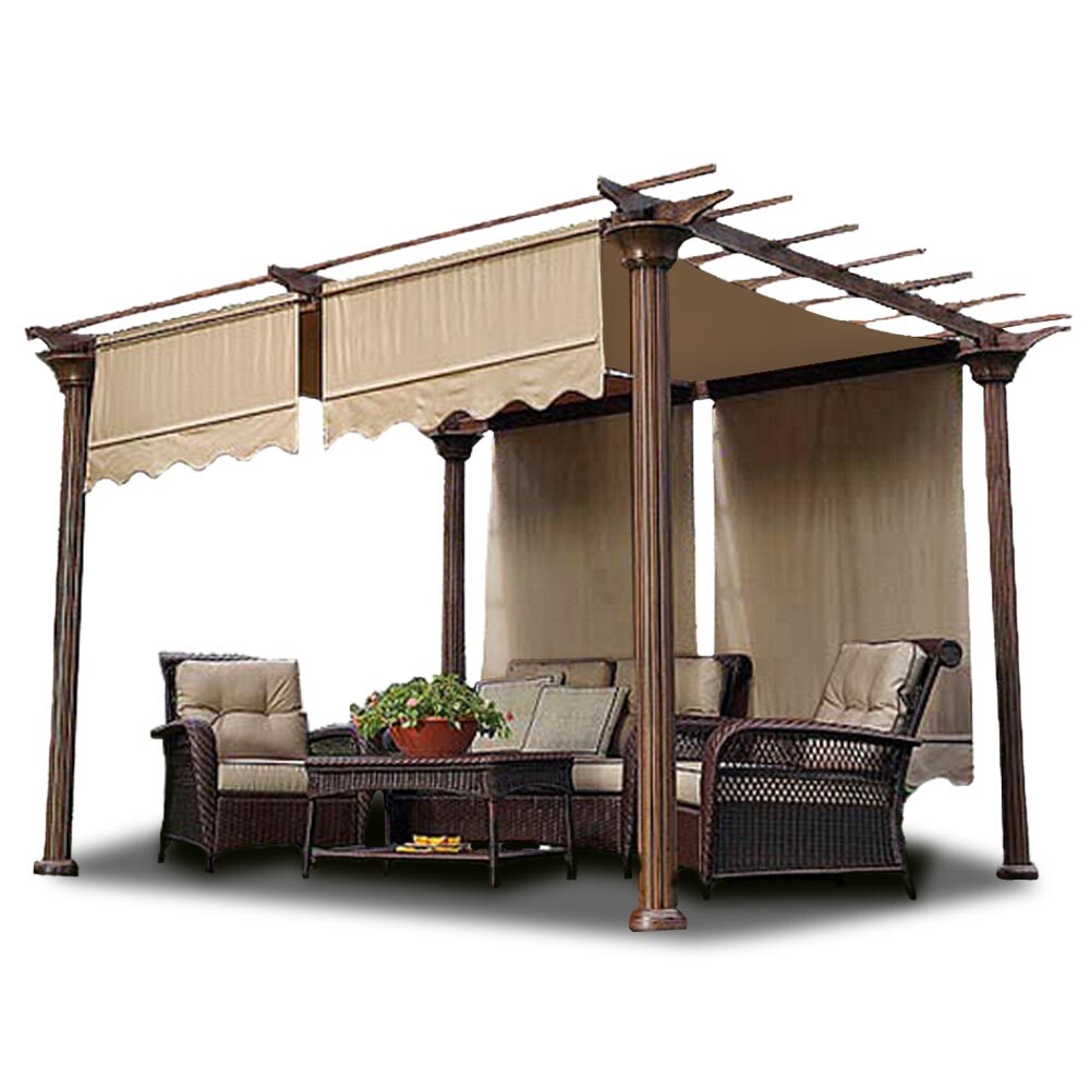 2pcs Pergola Canopy Replacement Cover Tan Valance 15.5x4Ft UV20+ 180g