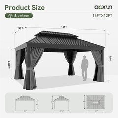 Sturdy 12×16 Aluminum Gazebo with Drainage & UV Protection – Perfect for Patios