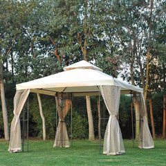 10 Ft. X 10 Ft. X 9 Ft. Steel Outdoor Weather Resistant Garden Gazebo with Mesh