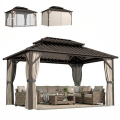 10&prime; x 14&prime; Hardtop Gazebo with UPF50+ Double Galvanized Steel Roof