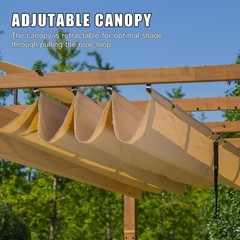 9’ x 13’ Outdoor Retractable Pergola Against The Wall w/Canopy Aluminum