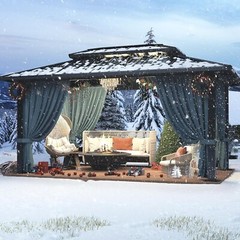 HOTEEL 12x20ft Hardtop Gazebo with Metal Roof Heavy Duty Outdoor Hot Tub Gazebo