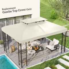 13&prime; x 10&prime; 2-Tier Gazebo Canopy Top Cover Replacement for Patio, Cream White
