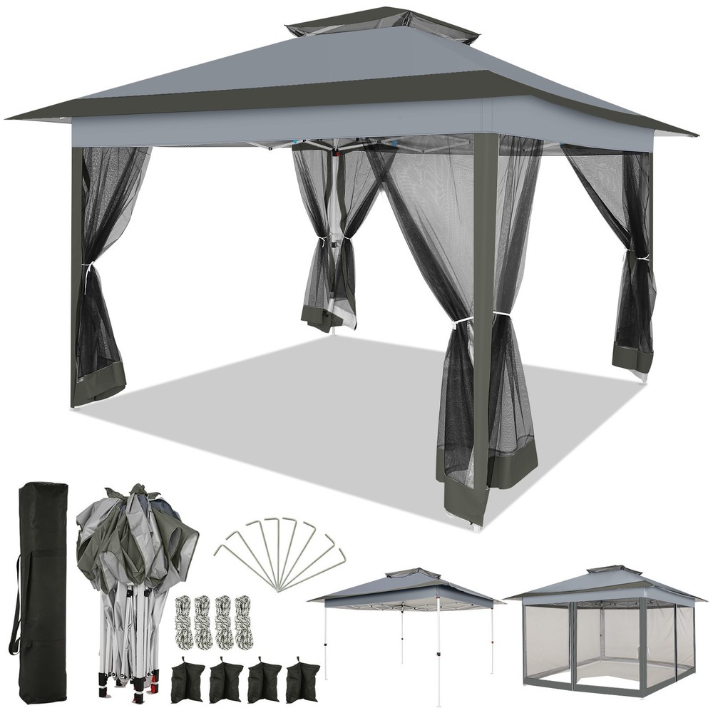 12×12 Pop up Gazebo with Mosquito Netting Waterproof Outdoor Garden Screen Tent