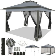 12×12 Pop up Gazebo with Mosquito Netting Waterproof Outdoor Garden Screen Tent
