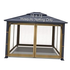 Outdoor Gazebo Canopy 4-Panel Screen Walls with Zipper – Mosquito 10×12 Khaki