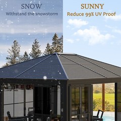 Domi 14.6×11.2 FT Sunroom,All-Season Solarium w/Movable PE Screen,Sliding Door