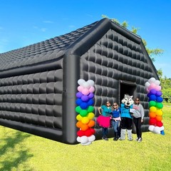 Sewinfla 30x20x13Ft Inflatable Nightclub 2×680W Blowers Black Party Tent
