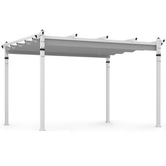 Patio Garden Backyard Deck Porch Metal Shelter w/ Retractable Canopy Anchors