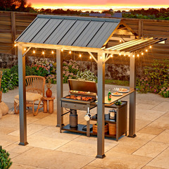 6&prime; x 8&prime; Outdoor Grill Gazebo Galvanized Steel Roof Extended Eave with UV Block
