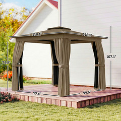 Wooden Gazebo With Double-tier UPF30+ polyester roof And Ceiling hook Gazebo