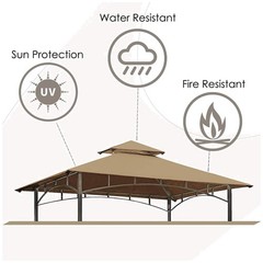 Outdoor Grill Shelter Canopy – Water Repellent Khaki Cover