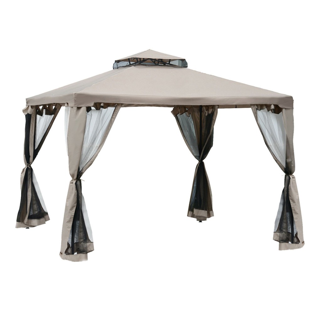 10&prime; x 10’ Outdoor Gazebo Canopy with Mosquito Netting for Garden Patio Backyard