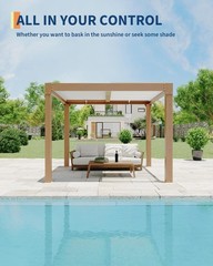 10 ft x 10 ft Louvered Pergola, Outdoor Pergola with Adjustable Louvered Roof