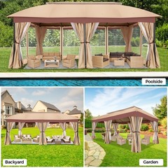 Outdoor Gazebo 11×11 12×20 Heavy Duty Canopy Patio Tent with Mosquito Netting