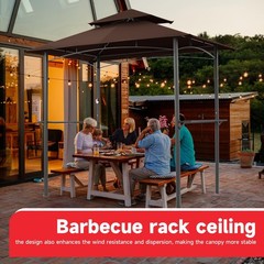 Outdoor BBQ Grill Gazebo Replacement Canopy Top – 5&prime; x 8&prime; Waterproof Double Tier