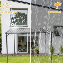 8&rsquo;x10&prime; Outdoor Pergola Metal Inclined Roof Wall-mounted Iron Sheet Shed