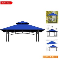 Double Tiered Outdoor Grill Canopy Shelter – Fits L-GG001PST-F Model Blue Cover