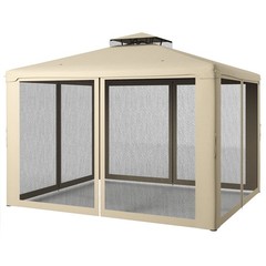 Taupe 9.6&prime; x 11.6&prime; Outdoor Patio Gazebo Pavilion Canopy Tent with 2 Tier Roof