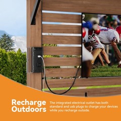 Outdoor 6&prime; X 12&prime; Cedar Wood Grill Gazebo Bar with TV Mount &USB-C Charging Ports