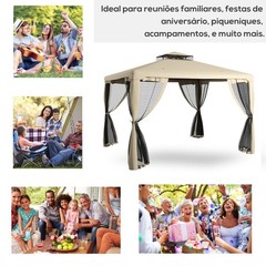 Taupe 9.6&prime; x 11.6&prime; Outdoor Patio Gazebo Pavilion Canopy Tent with 2 Tier Roof