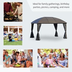 10×13 Hardtop Gazebo with Aluminum Frame Permanent Arc Metal Roof Gazebo, Gray