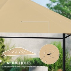 Outsunny 10&prime; x 13&prime; Gazebo Canopy Replacement Gazebo Roof Cover, Khaki