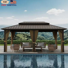 12 Ft. X 20 Ft. Double Galvanized Steel Roof Aluminum Frame Outdoor Patio Hardto