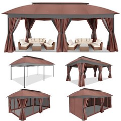 12x20ft Heavy Duty Gazebo with Privacy Curtains Outdoor Waterproof Party Canopy