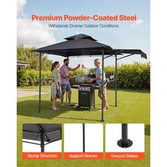 Uimoso 8&rsquo;x5&prime; Grill Gazebo Side Awning BBQ Shelter Canopy Tent w/ Shelves Hooks