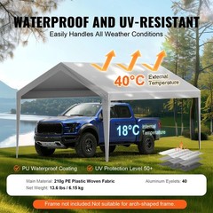 VEVOR Carport Replacement Canopy Cover 10 x 20 ft, Garage Top 10x20ft, Gray