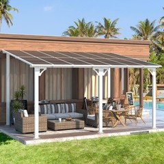 10&prime; x 20&prime; Outdoor Lean to Gazebo Large Wall-Mounted Gazebo for Patio with Roof
