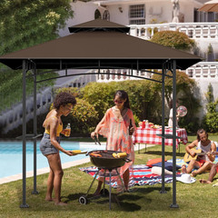 Grill Gazebo Replacement Top, 5 * 8 Outdoor BBQ Gazebo Top Cover, Double Layer B