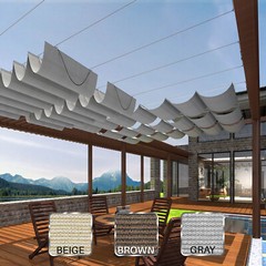 Retractable Pergola Canopy Mesh Shade Cover Wire Track for Yard Patio Deck