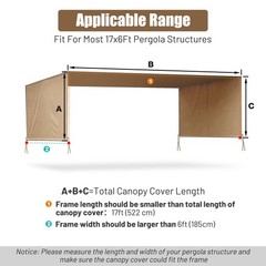 Pergola Canopy Replacement Cover Outdoor Yard Patio Tan 200g UV30+ 17×6.5Ft