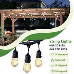 13×6.5 FT Wooden Pergola w/ Metal Roof, Bar Counters & Lights – Brown