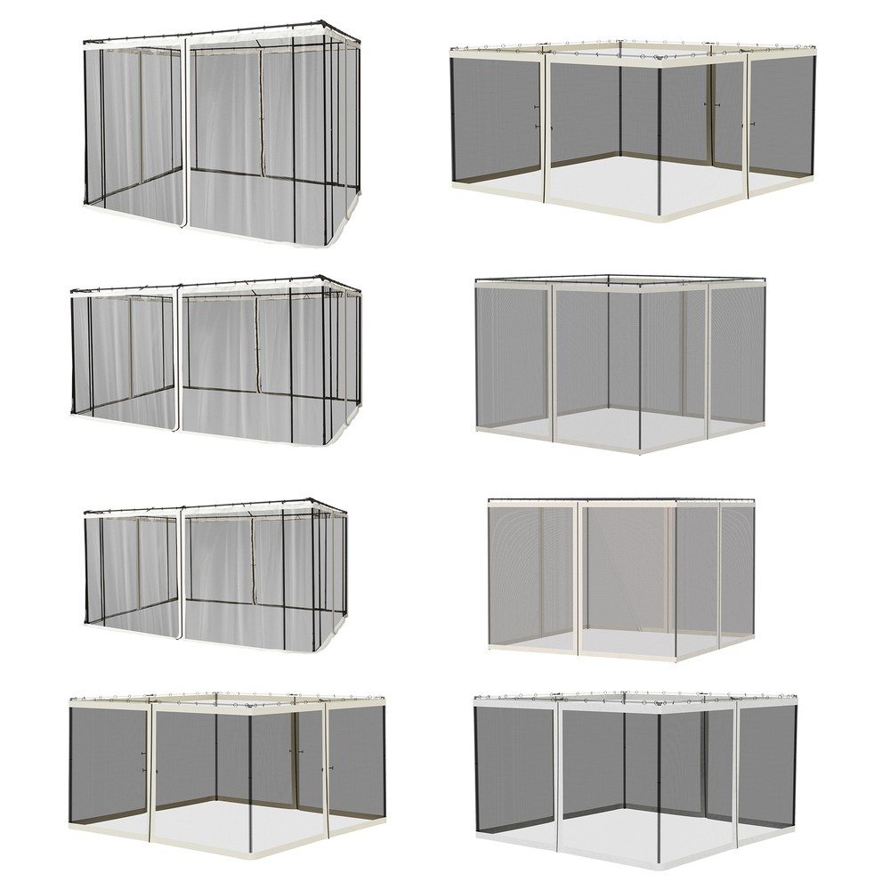Universal Gazebo Adjustable Replacement Mesh Netting Black Solid