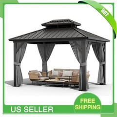 10x10FT Hardtop Patio Gazebo for Outdoor Use Permanent Metal Pavilion for Deck