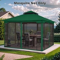 Patio Gazebo Mosquito Netting Screen Walls 10×12, Forest Green