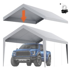 VEVOR Carport Replacement Canopy Cover 10 x 20 ft, Garage Top 10x20ft, Gray