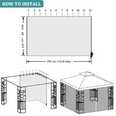 Durcover 10X12Ft Replacement Mosquito Netting Universal Gazebo Netting Zippers
