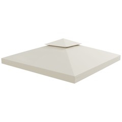 9.84&prime; Square 2-Tier Gazebo Canopy Top Replacement Cream White