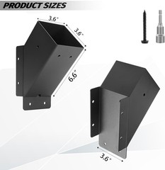 4 Pcs Pergola Brackets 45-Degree Angle 4×4 (Actual 3.6&rsquo;’x3.6&rsquo;’) Corner Support
