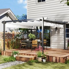 Outsunny White 13&prime; x 13&prime; Aluminum Pergola with Retractable Canopy